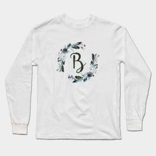 Floral Monogram B Dark Bohemian Flora Long Sleeve T-Shirt